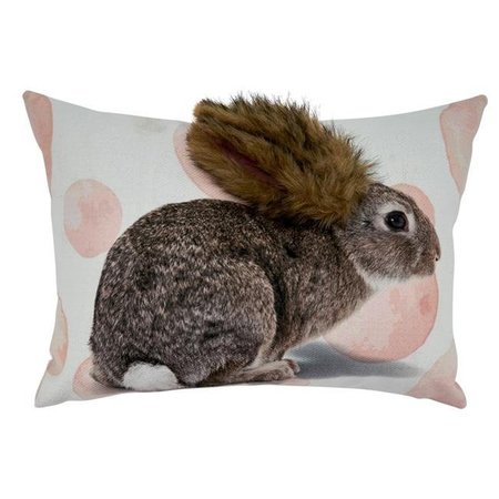 SARO LIFESTYLE SARO 9055.P1318BD 13 x 18 in. Oblong Down Filled Throw Pillow with Large Bunny Design 9055.P1318BD
